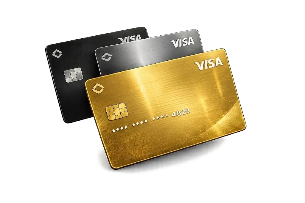 EVO Visa Card tiers — Standard, Metal, and Gold